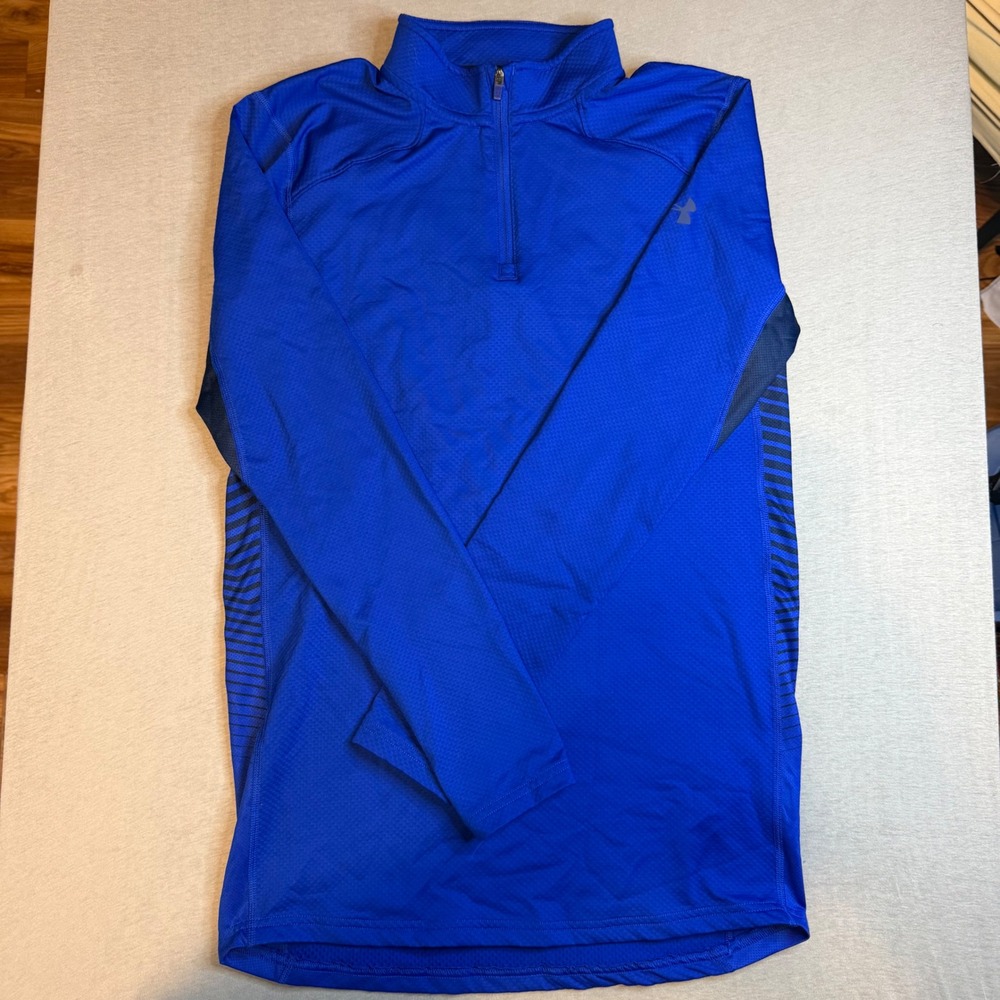 Under Armour ColdGear Reactor Mens Small Blue 1/4 Zip Pullover Fitted Training